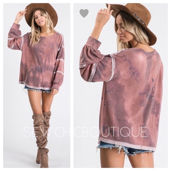 Tie Dye Raw Edge Vintage Style Top - Picture 4 of 6